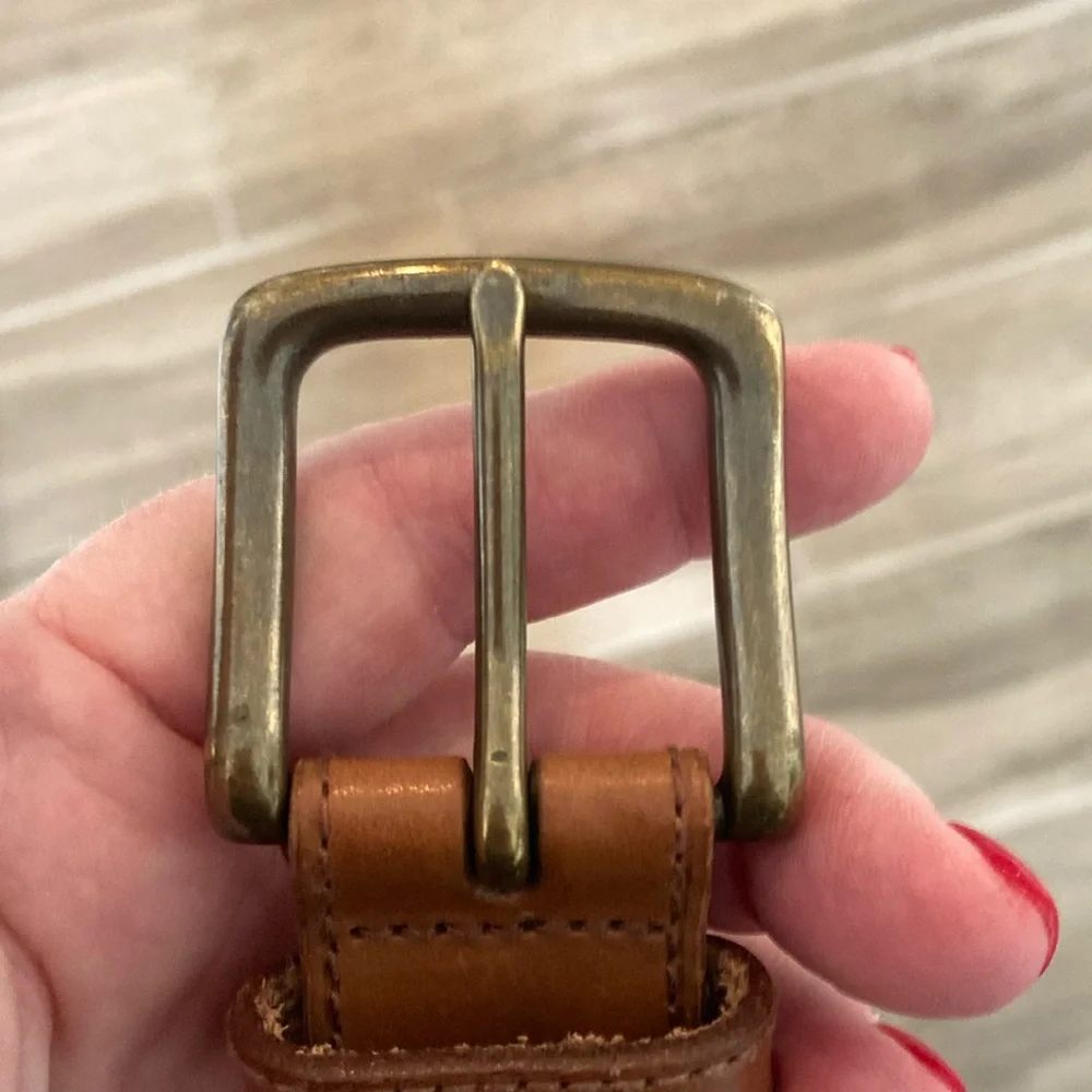 Ralph Lauren 38 adjustable striped leather belt